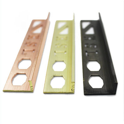 L Shape Brushed Brass Tile Trim 10mm Jalur Ikatan ISO9001