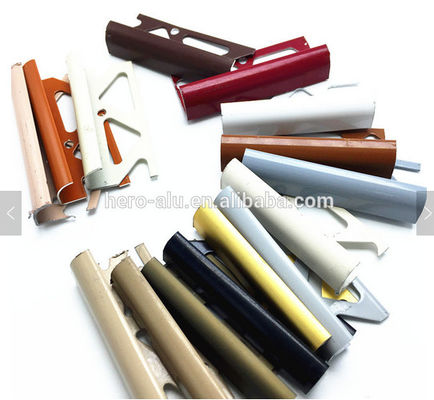 Round Aluminium Tile Trim High Corrosion Resistance Outdoor Stairs Silicone Glue Metallic Colors