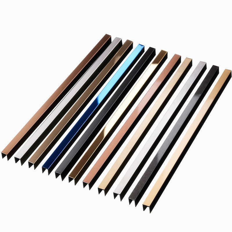 Rose Golden Stainless Steel L Bentuk Ubin Trim Hiasan Dinding Logam Hias Ubin