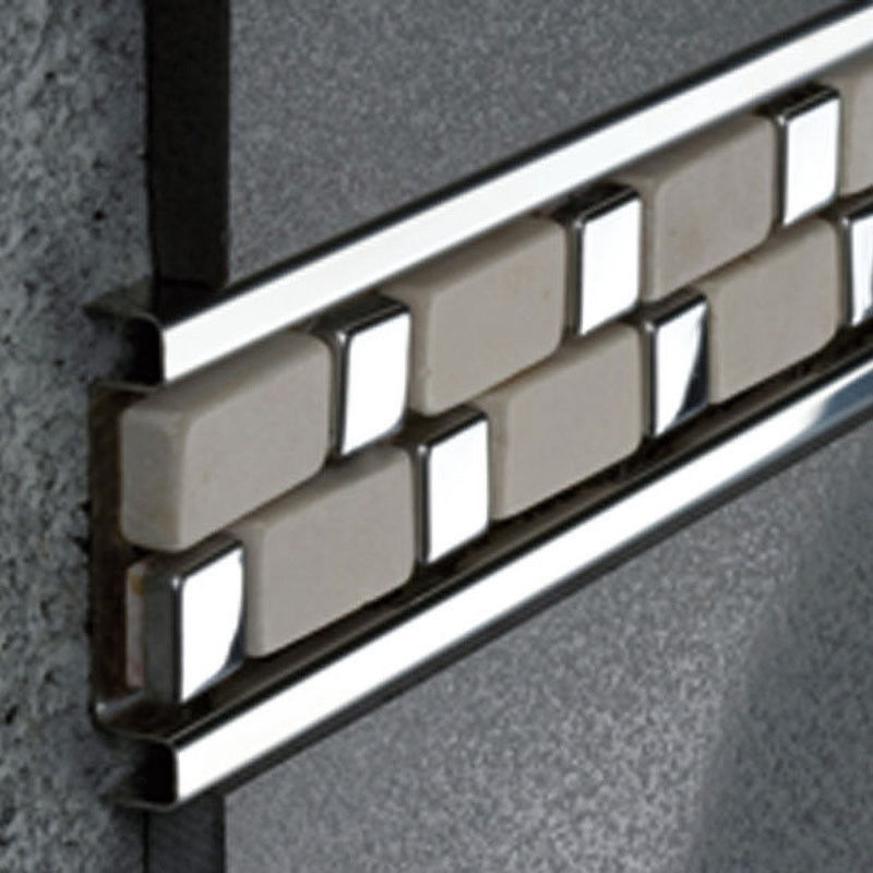 Cermin Ubin Stainless Steel Trim U Bentuk Dekoratif Strip Square Tile Edge Trim